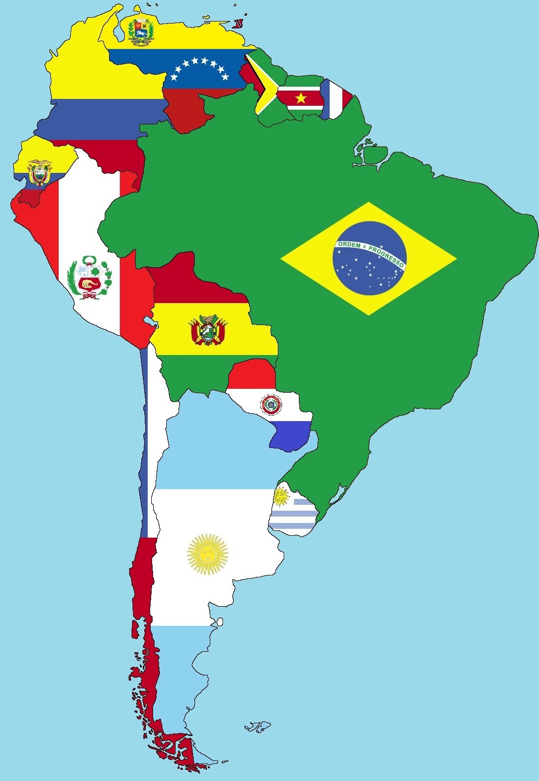 Mapa de America del Sur - Mapa Físico, Geográfico, Político, turístico