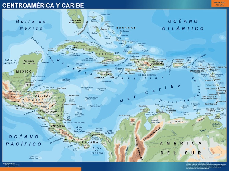 Mapa de America Central - Mapa Físico, Geográfico, Político, turístico y  Temático.