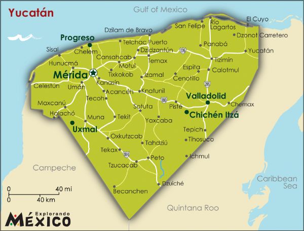 Mapa De Yucatan Mapa Físico Geográfico Político Turístico Y Temático